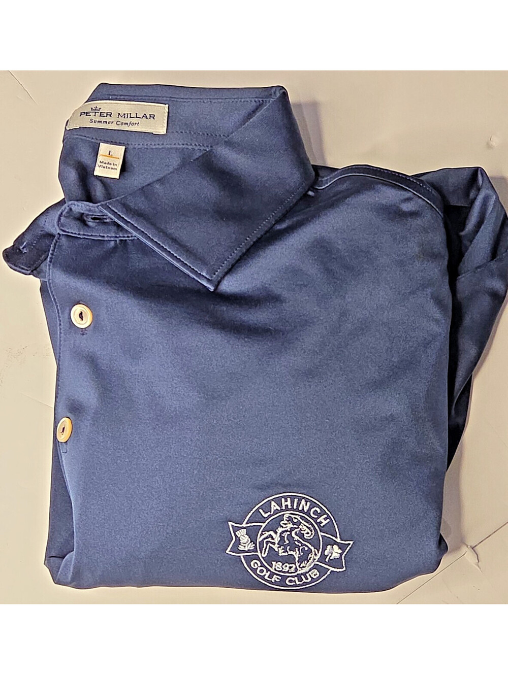 Peter Millar Summer Comfort Lahinch Golf Club 1892 Polo Men's L Navy Ireland